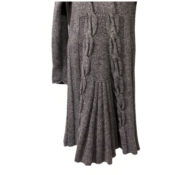 Max Studio Wool Turtleneck Chunky Cable Knit Sweater Dress Womens L Dark Gray - Picture 3 of 8